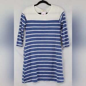 YELETE 3/4 Sleeve Tunic Length Striped Casual Mini Dress Large - New With Tags